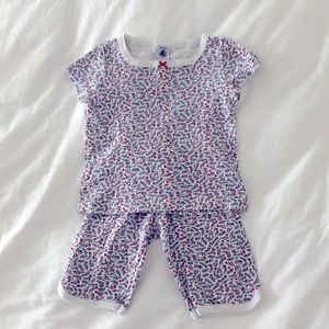 Petit Bateau Little Girls Pajama Set, Floral, size 3T